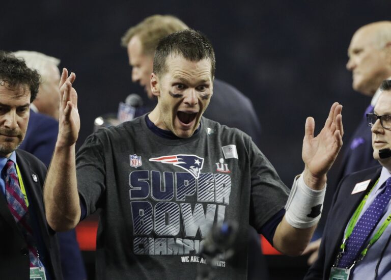New England Patriots' Tom Brady reacts after winning the NFL Super Bowl 51 football game against the Atlanta Falcons, Sunday, Feb. 5, 2017, in Houston. (AP Photo/Jae C. Hong) (AP)