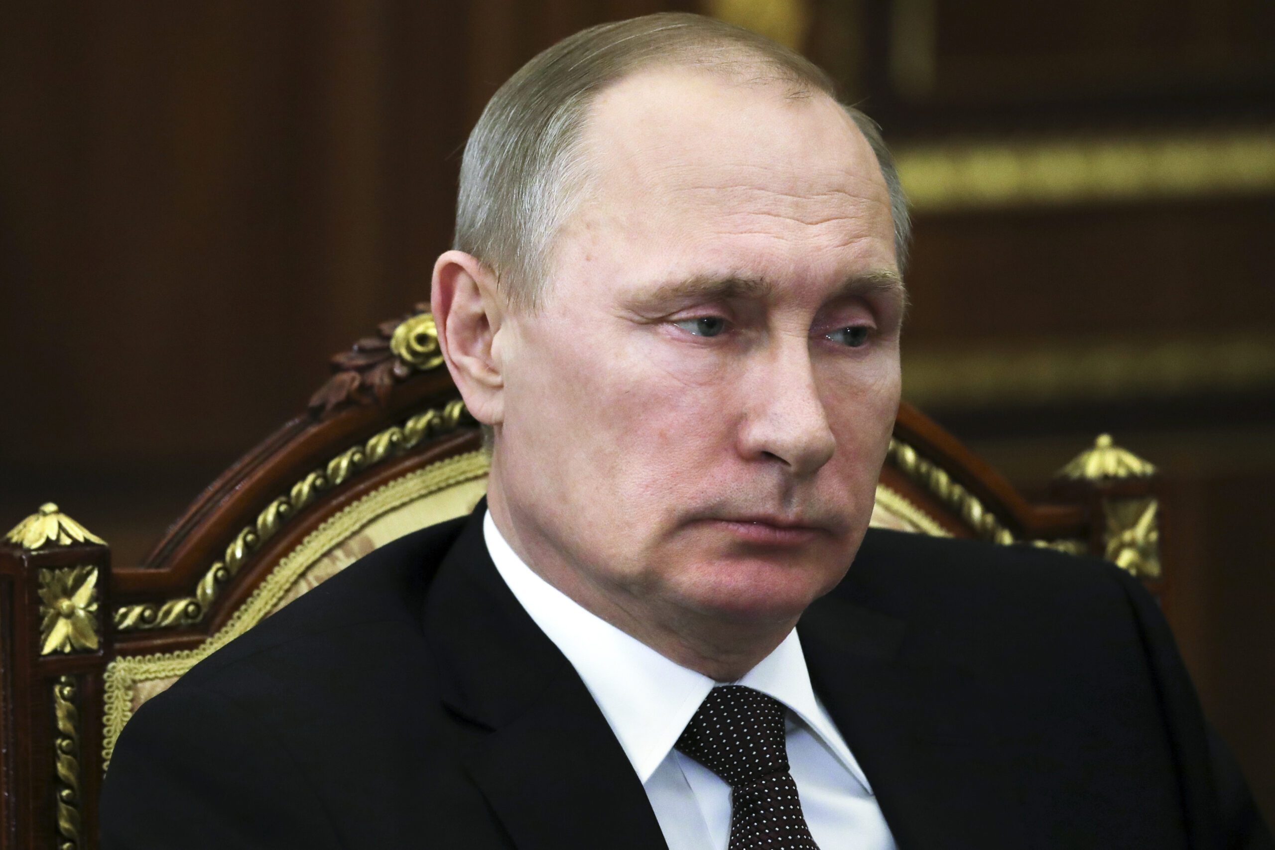 Russian President Vladimir Putin listens during a meeting in Moscow, Russia on Tuesday, Feb. 21, 2017. (Mikhail Klimentyev/Sputnik, Kremlin Pool Photo via AP) (AP)