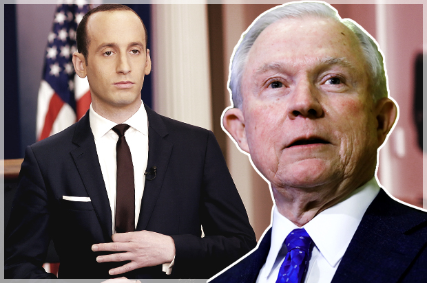 In this photo taken Nov. 17, 2016, Sen. Jeff Sessions, R-Ala. speaks to media at Trump Tower in New York. President-elect Donald Trump has picked Sessions for the job of attorney general. (AP Photo/Carolyn Kaster) (AP)