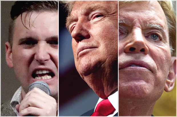 Richard Spencer; Donald Trump; David Duke (AP/David J. Phillip/Evan Vucci/Max Becherer)