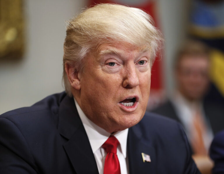 In this Feb. 2, 2017, photo, President Donald Trump speaks during his meeting with House and Senate legislators in the Roosevelt Room of the White House in Washington. For all of the White House's early bravado,Trump has taken office with few concrete plans for how to make good on his pledge to unravel President Barack Obama's foreign policy and tackle some of the biggest national security challenges facing his administration. (AP Photo/Pablo Martinez Monsivais) (AP)