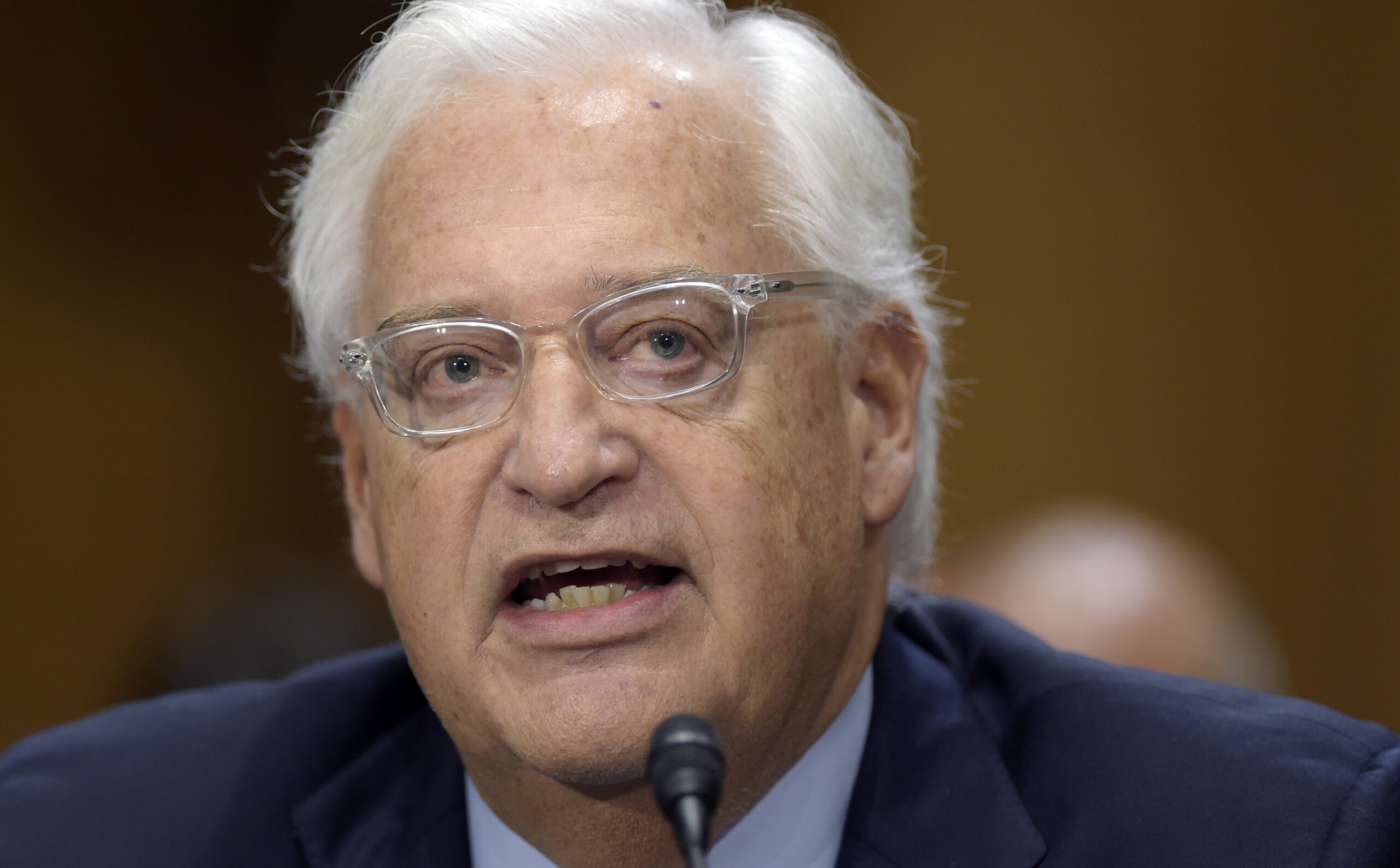 FILE - In this Feb. 16, 2017 file photo, David Friedman, nominated to be U.S. Ambassador to Israel, testifies on Capitol Hill in Washington at his confirmation hearing before the Senate Foreign Relations Committee. President Donald Trump and his envoys are sending mixed messages about their support for an independent Palestinian state, confusing a world that has traditionally looked for American leadership on one of the Mideast’s most intractable conflicts.  () (AP Photo/Susan Walsh, File)