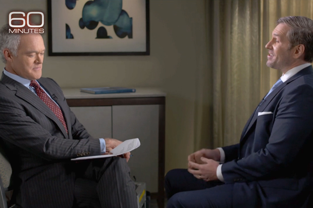 Scott Pelley interviews Mike Cernovich on "60 Minutes," March 26, 2017. (CBS)