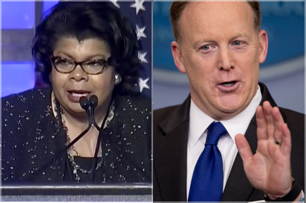 White House press secretary Sean Spicer talks to the media during the daily press briefing at the White House, Tuesday, March 21, 2017, in Washington. Spicer discussed healthcare, immigration and other topics. (AP Photo/Andrew Harnik) (AP/Andrew Harnik/C-SPAN)
