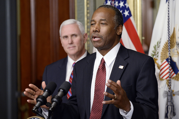 Dr. Ben Carson is sworn in as Secretary of Housing and Urban Development (AP/Olivier Douliery)