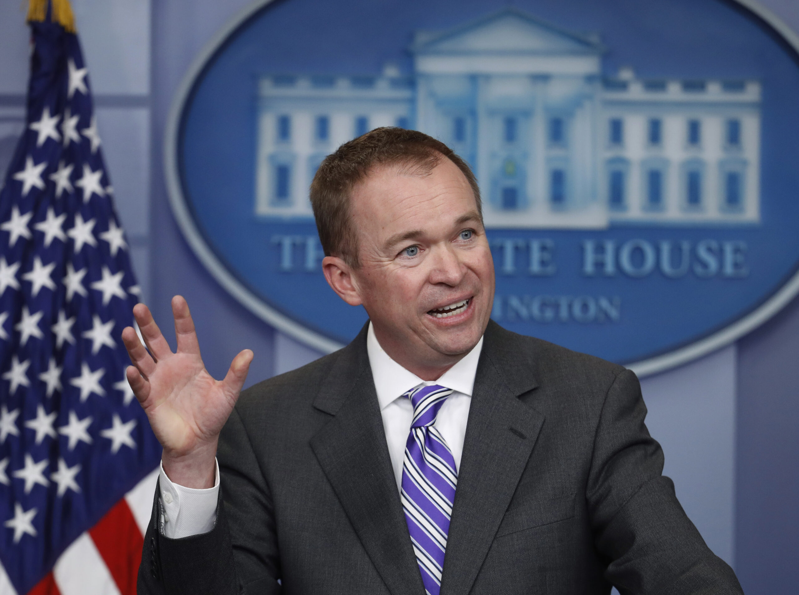 FILE - In this Feb. 27, 2017 file photo, Budget Director Mick Mulvaney speaks to reporters during a daily press briefing at the White House in Washington. Republican leaders embarked on an ambitious plan Tuesday to try to sell their new health care proposal to rank-and-file lawmakers and the public, absent specifics on costs or how many Americans will be covered.  (AP Photo/Manuel Balce Ceneta, File) (AP Photo/Manuel Balce Ceneta, File)