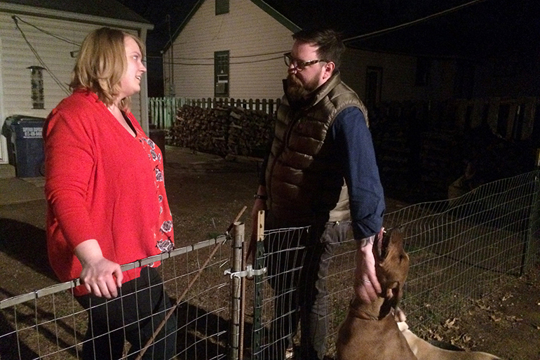 Ford Inbody (right) and his wife Cortney (left) now live with his grandmother outside Kansas City, so they can save money for the day when Ford's Parkinson's disease will likely force him to stop working. (Alex Smith/KCUR)