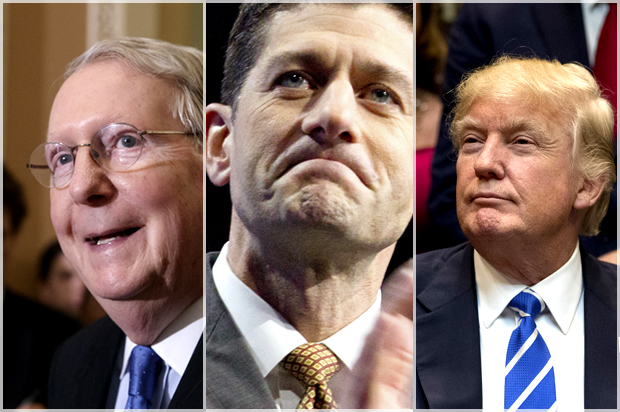 Mitch McConnell; Paul Ryan; Donald Trump (AP/J. Scott Applewhite/Jose Luis Magana/Andrew Harnik)
