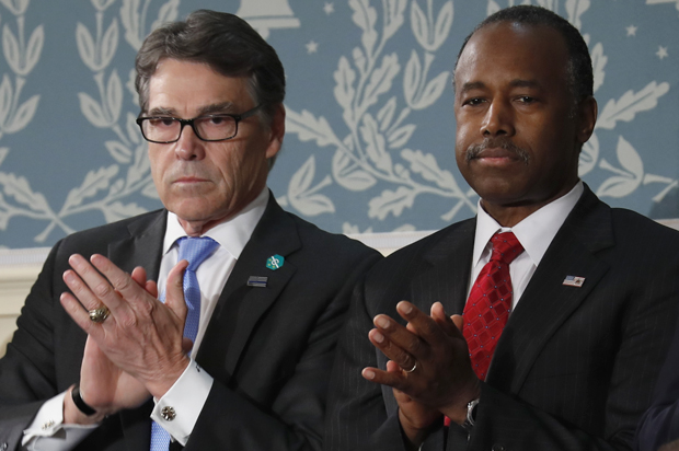 Rick Perry, Ben Carson (AP/Pablo Martinez Monsivais)