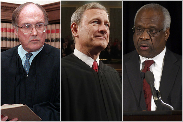 William Rehnquist; John Roberts; Clarence Thomas (AP/Larry Downing/Susan Walsh)