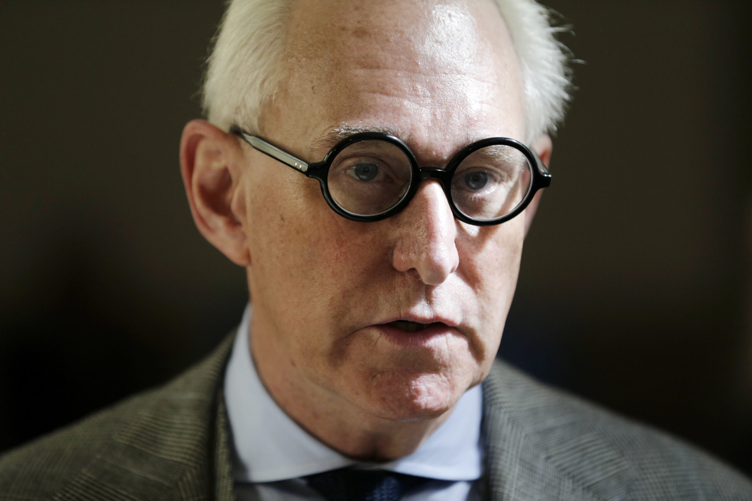 Roger Stone talks to reporters outside a courtroom in New York, Thursday, March 30, 2017. Stone, a longtime political provocateur and adviser to President Donald Trump, is being sued over a flyer sent to 150,000 New York households during the state's 2010 election that called the Libertarian Party candidate for governor, Warren Redlich,  a "sexual predator."
(AP Photo/Seth Wenig) (AP)