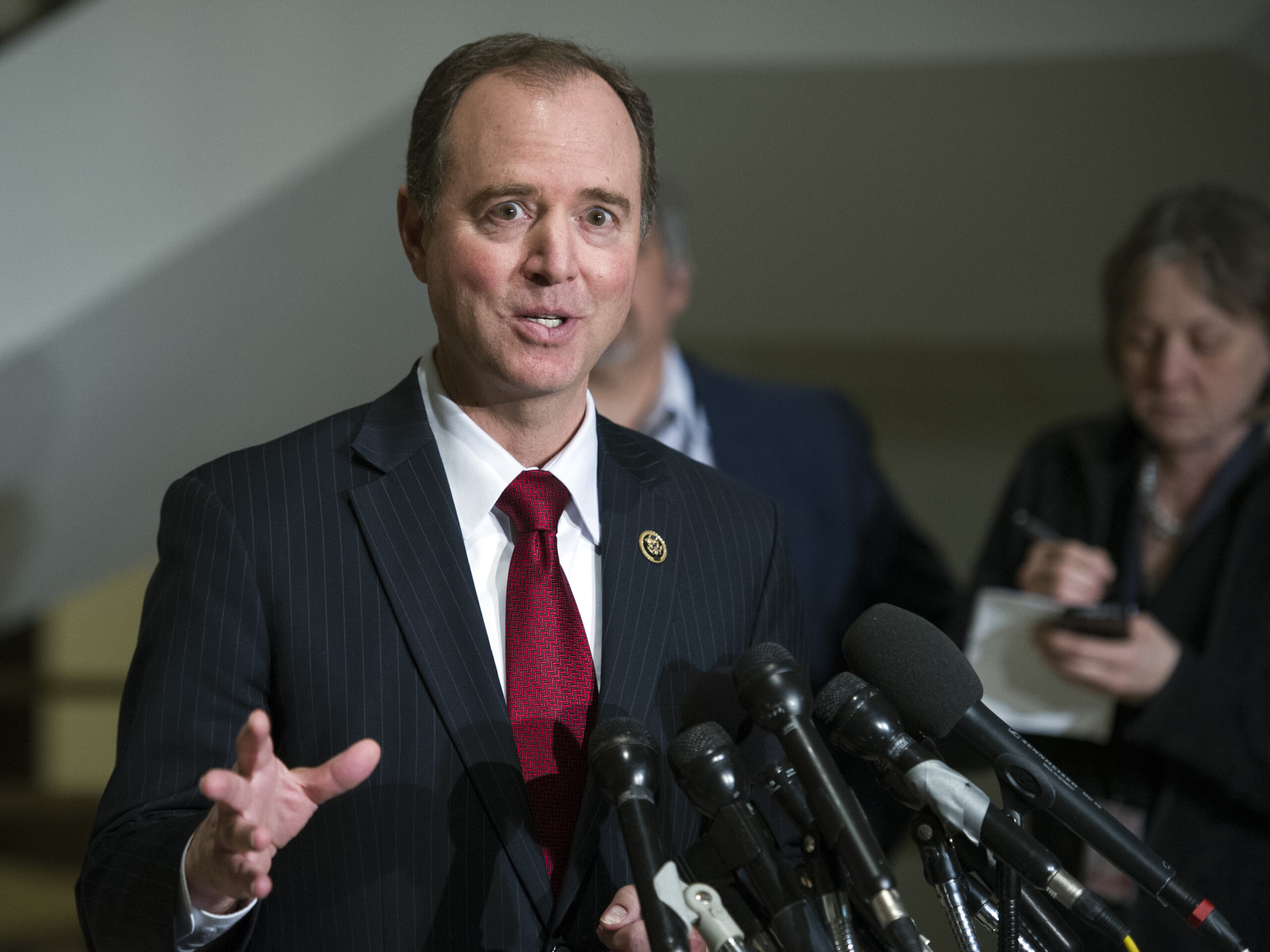 FILE - In this March 7, 2017 file photo, the House Intelligence Committee's ranking member Rep. Adam Schiff, D-Calif. speaks to reporters on Capitol Hill in Washington. As congressional investigations into Russia’s interference in the 2016 election are ramping up, so is the political division, raising questions about whether lawmakers' work will be viewed as credible.  (AP Photo/Cliff Owen, File) (AP)
