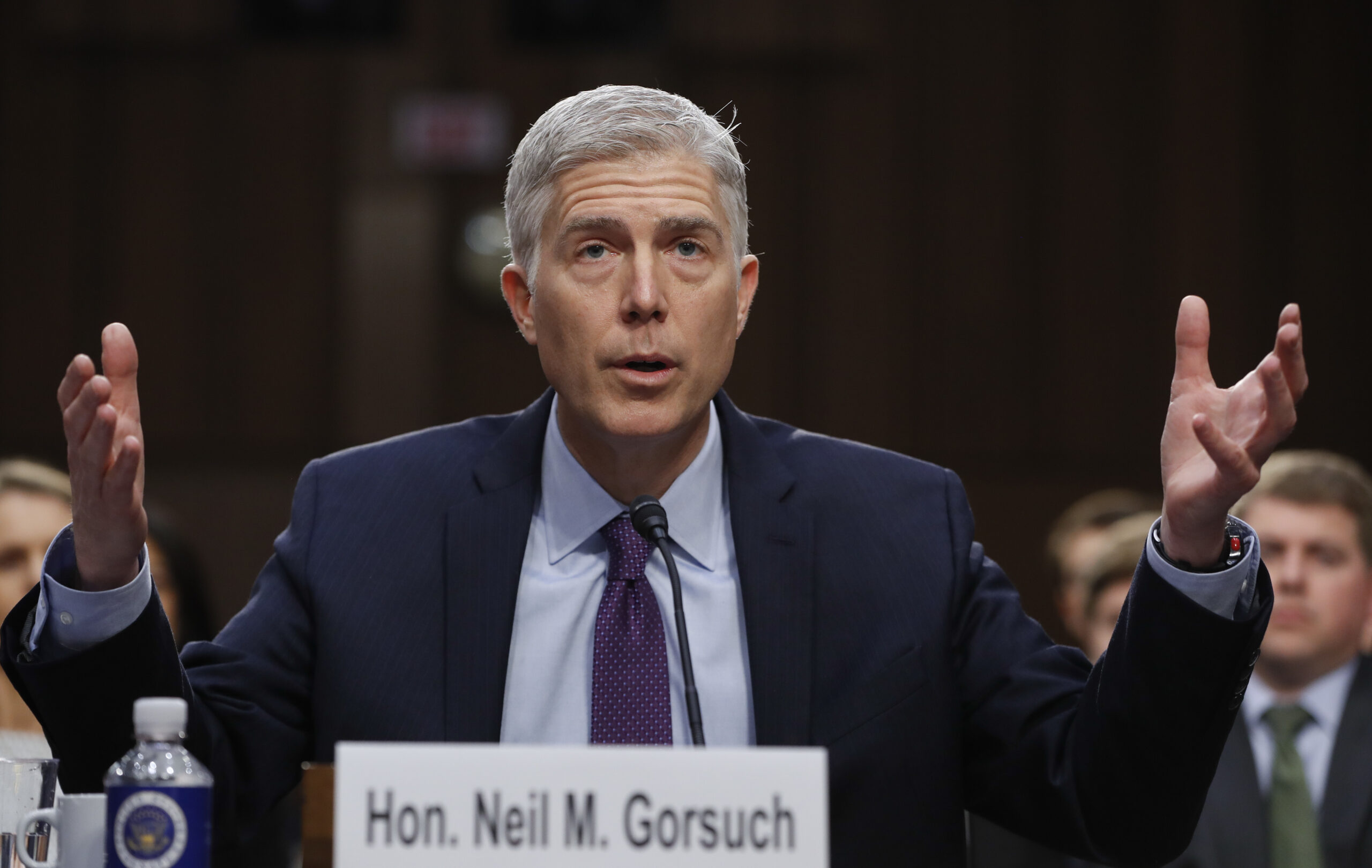 Supreme Court Justice nominee Neil Gorsuch speaks on Capitol Hill in Washington, Tuesday, March 21, 2017, during his confirmation hearing before the Senate Judiciary Committee. (AP Photo/Pablo Martinez Monsivais) (AP Photo/Pablo Martinez Monsivais)