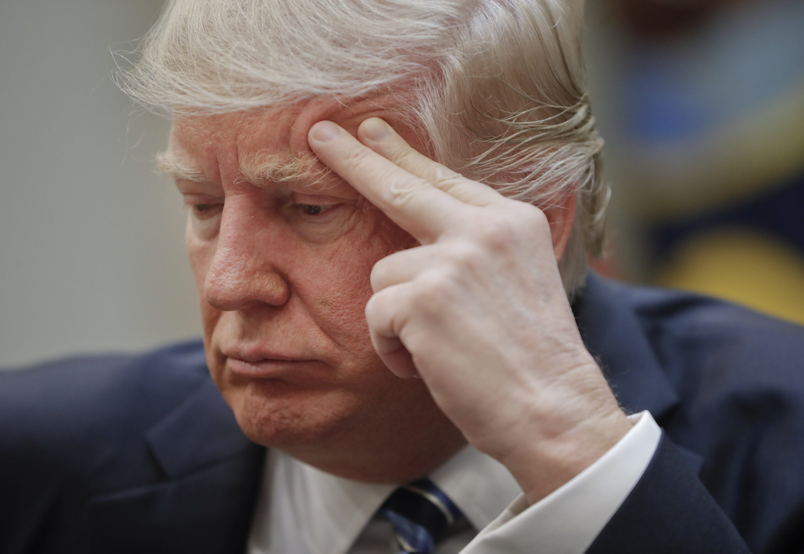 President Donald Trump listens during a meeting on healthcare in the Roosevelt Room of the White House in Washington, Monday, March 13, 2017. (AP Photo/Pablo Martinez Monsivais) (AP)