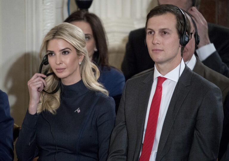 FILE - In this March 17, 2017, file photo, Ivanka Trump, the daughter of President Donald Trump, and her husband Jared Kushner, senior adviser to President Donald Trump, attend a news conference with the president and German Chancellor Angela Merkel in the East Room of the White House in Washington. Kushner has been a power player able to avoid much of the harsh scrutiny that comes with working in the White House, but he's found that even the president's son-in-law takes his turn in the spotlight. (AP Photo/Andrew Harnik) (AP/Andrew Harnik)
