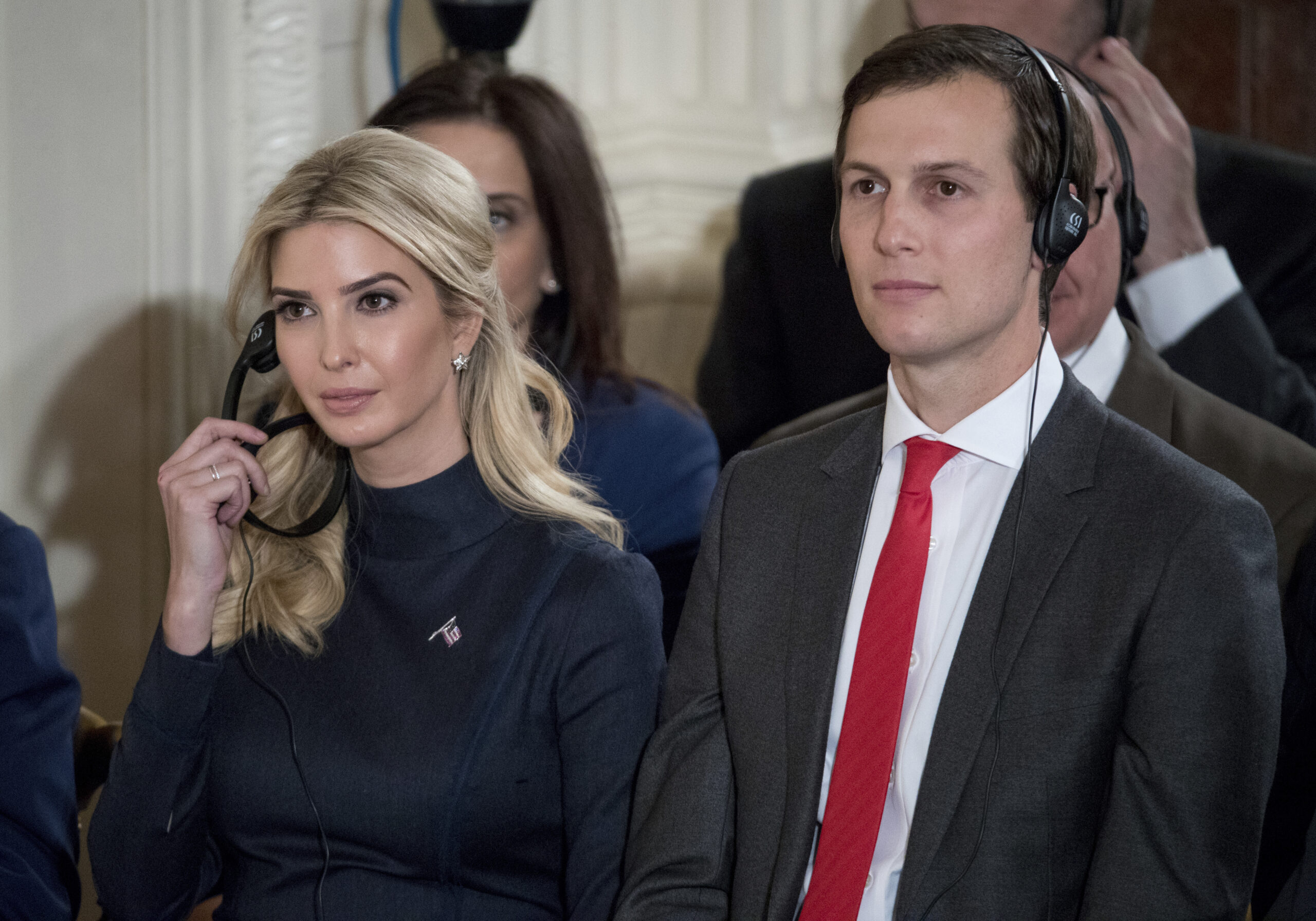 FILE - In this March 17, 2017, file photo, Ivanka Trump, the daughter of President Donald Trump, and her husband Jared Kushner, senior adviser to President Donald Trump, attend a news conference with the president and German Chancellor Angela Merkel in the East Room of the White House in Washington. Kushner has been a power player able to avoid much of the harsh scrutiny that comes with working in the White House, but he's found that even the president's son-in-law takes his turn in the spotlight. (AP Photo/Andrew Harnik) (AP/Andrew Harnik)