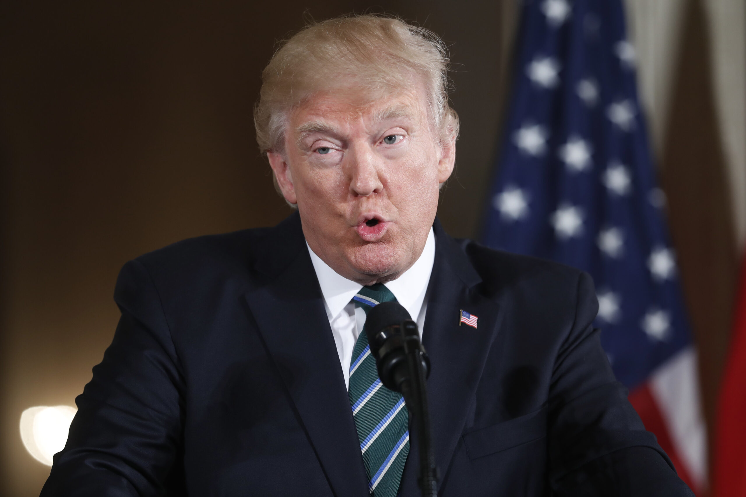 (In this March 17, 2017, photo, President Donald Trump speaks during a news conference with German Chancellor Angela Merkel in the East Room of the White House in Washington. Less than two months in, Republicans have emerged as one of the biggest obstacles to Trump’s young administration, imperiling his early efforts to pass his agenda and make good on some of his biggest campaign promises. Trump insisted on Friday that he is leading a party that is coalescing behind him. “I think we have a very unified party. I think actually more unified than even the election,” he said at a White House news conference. (AP Photo/Pablo Martinez Monsivais))