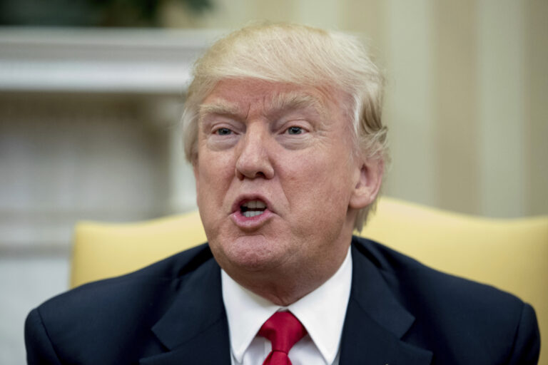 President Donald Trump speaks while meeting with Danish Prime Minister Lars Lokke Rasmussen in the Oval Office at the White House in Washington, Thursday, March 30, 2017. (AP Photo/Andrew Harnik) (AP)