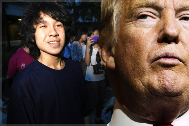 Amos Yee, 16, leaves the state court in Singapore on May 12, 2015. A Singaporean teenager was found guilty May 12 over an expletive-laden YouTube video attacking the city-state's late founding father Lee Kuan Yew and Christianity, in a case activists said amounted to censorship. AFP PHOTO / ROSLAN RAHMAN        (Photo credit should read ROSLAN RAHMAN/AFP/Getty Images) (AP/Evan Vucci/Getty/Roslan Rahman)