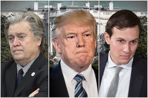 Steve Bannon; Donald Trump; Jared Kushner (Getty/Mark Wilson/Jim Watson/Nicholas Kamm/Salon)