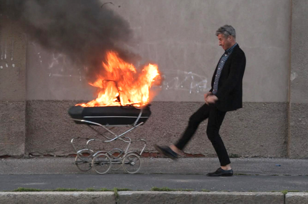 A still from "Maurizio Cattelan: Be Right Back" (Bond)