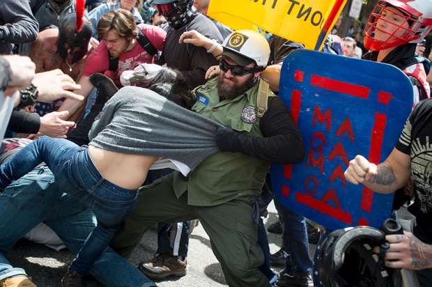 Multiple fights break out between Trump supporters and anti-Trump protesters in Berkeley, California on April 15, 2017. (Getty/Josh Edelson)