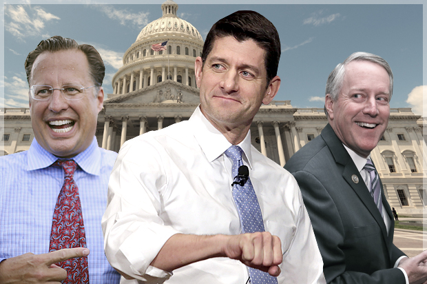 Dave Brat; Paul Ryan; Mark Meadows (Getty/Chip Somodevilla/Reuters/Yuri Gripas/AP/Alex Brandon/Shutterstock/Photo montage by Salon)
