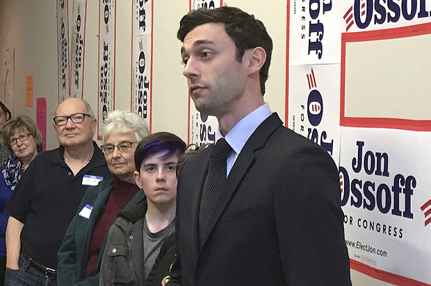 Jon Ossoff speaks to volunteers in his Cobb County campaign office, March 11, 2017. (AP/Bill Barrow)