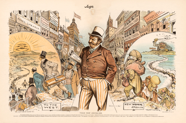 An anti-semitic cartoon from Judge magazine. (Wikicommons)