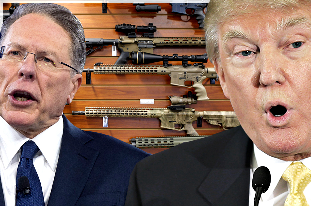 Wayne LaPierre; Donald Trump (Getty/Saul Loeb/Reuters/Brian Snyder/Salon)