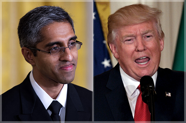 Vivek Murthy; Donald Trump (Getty/Jim Watson)