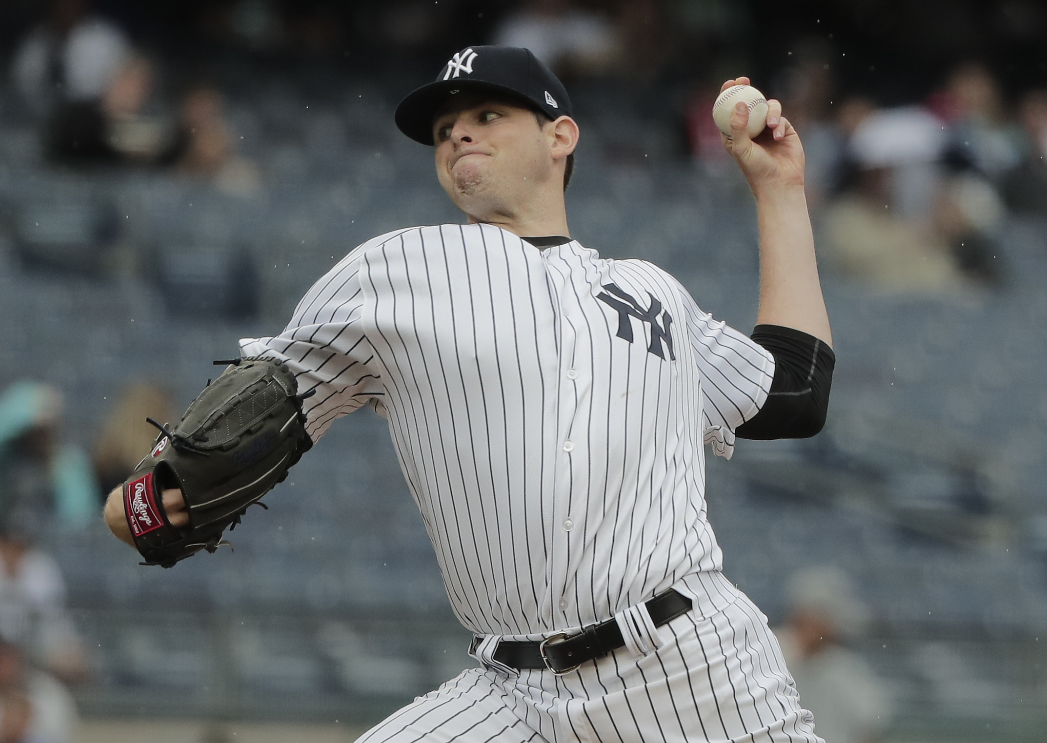 New York Yankees pitcher Jordan Montgomery delivers against the Tampa Bay Rays during the first inning of a baseball game, Wednesday, April 12, 2017, in New York. (AP Photo/Julie Jacobson) (AP)