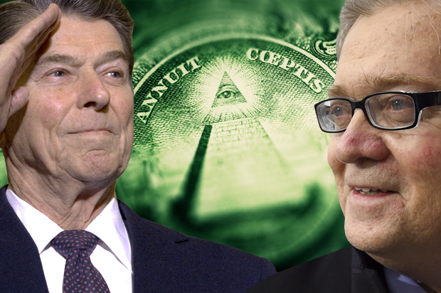 Ronald Reagan; Steve Bannon (AP/Getty/Saul Loeb/Shutterstock/Salon)