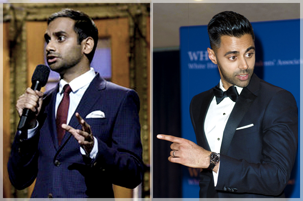 Aziz Ansari; Hasan Minhaj (NBC/Will Heath/AP/Cliff Owen)
