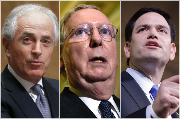 Bob Corker; Mitch McConnell; Marco Rubio (Getty/AP/Mario Tama/Susan Walsh/Alan Diaz)