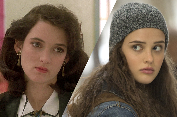 Winona Ryder in "Heathers;" Katherine Langford in "13 Reasons Why" (New World Pictures/Netflix/Beth Dubber)