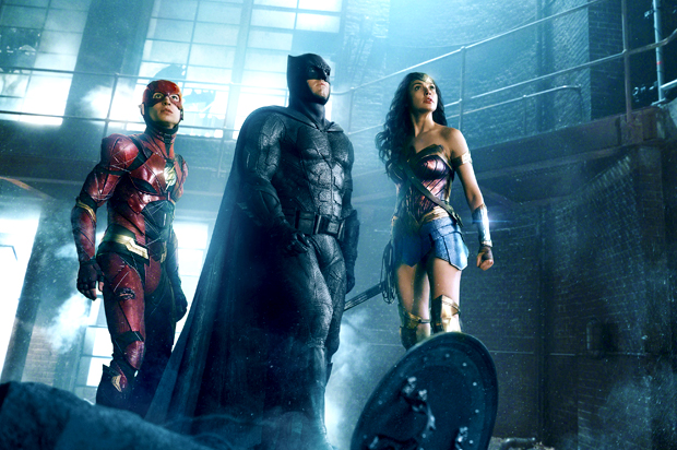 Ezra Miller as The Flash, Ben Affleck as Batman and Gal Gadot as Wonder Woman in "Justice League" (Courtesy of Warner Bros. Pictures/DC Comics)