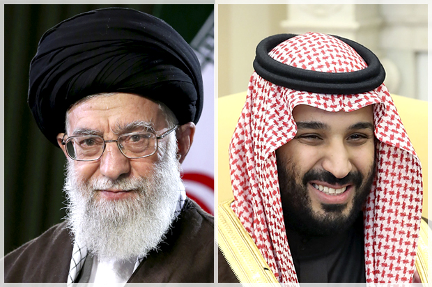 Ayatollah Ali Khamenei; Mohammed bin Salman (AP/Office of the Iranian Supreme Leader/Getty/Mark Wilson)