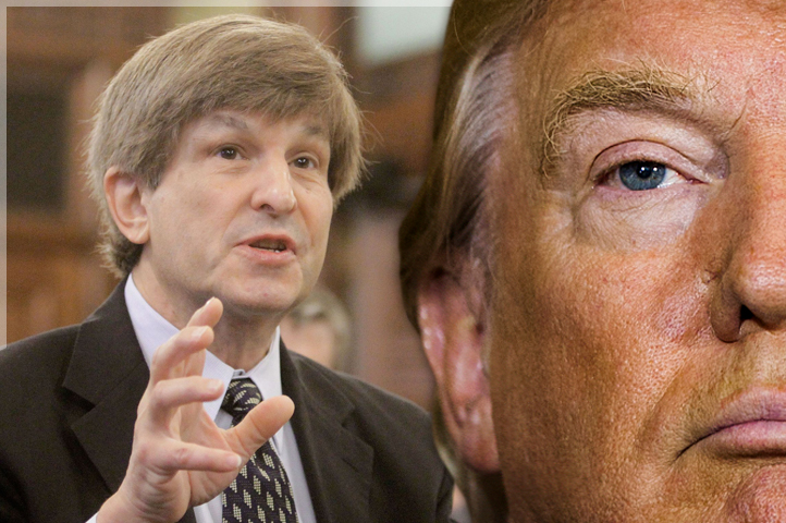 Allan Lichtman; Donald Trump (AP/Seth Perlman/Reuters/Lucas Jackson/Photo montage by Salon)