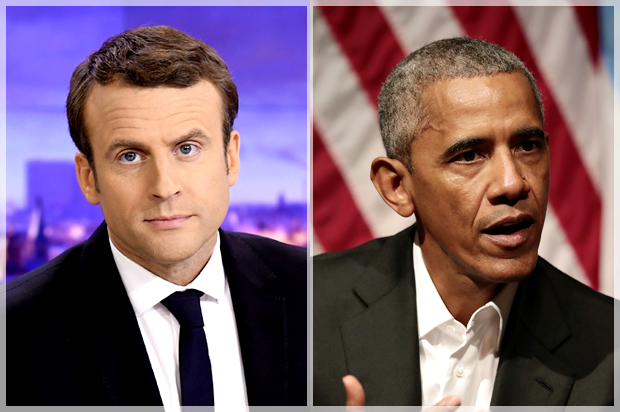 Emmanuel Macron; Barack Obama (Getty/Lionel Bonaventure/Scott Olson)