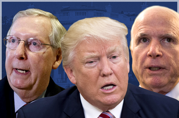 Mitch McConnell; Donald Trump; John McCain (AP/Evan Vucci/Molly Riley/Brett Carlsen/Ron Edmonds)