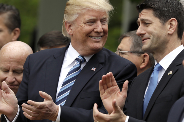 Donald Trump and Paul Ryan in the Rose Garden, after the House pushed through a health care bill. (AP/Evan Vucci)