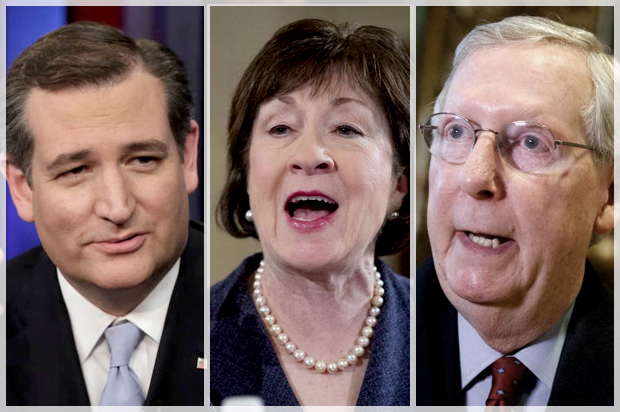 Ted Cruz; Susan Collins; Mitch McConnell (AP/Richard Drew/Andrew Harnik/Evan Vucci)