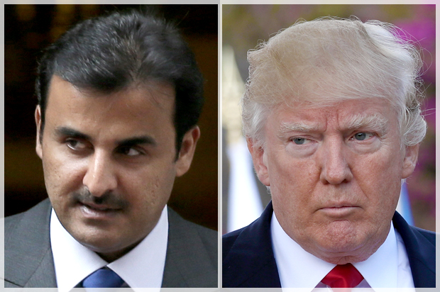 Emir of Qatar Tamim bin Hamad Al Thani; Donald Trump (AP/Tim Ireland/Getty/Sean Gallup)