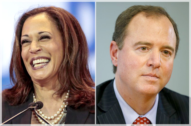 Kamala Harris; Adam Schiff (AP/Damian Dovarganes/Alex Brandon)