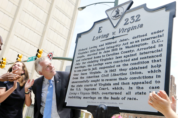 Historical marker commemorating the 50th anniversary of Loving v. Virginia (AP/Steve Helber)