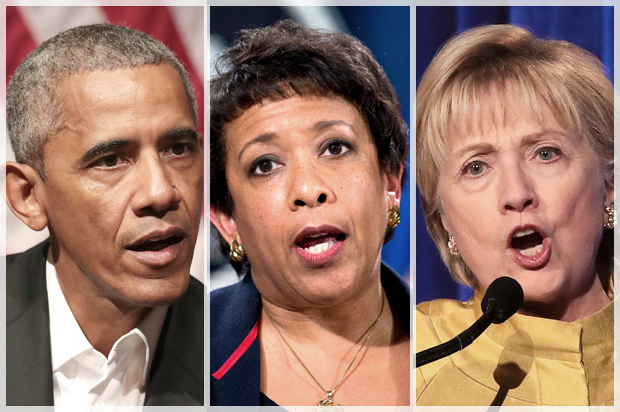Barack Obama; Loretta Lynch; Hillary Clinton (Getty/Scott Olson/rew Angerer/AP/Carolyn Kaster)