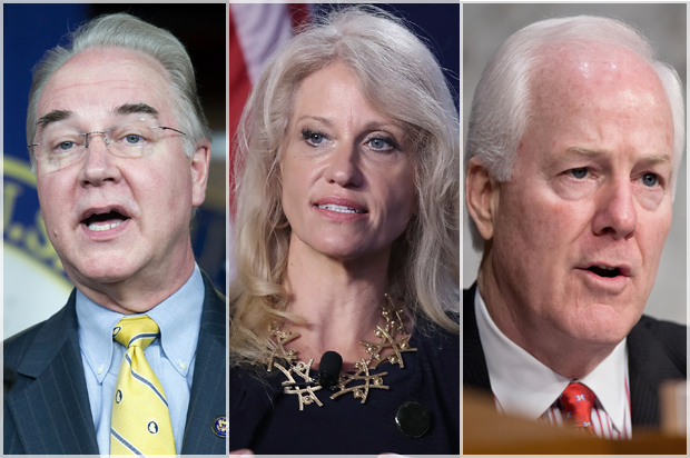 Tom Price; Kellyanne Conway; John Cornyn (Getty/AP/Salon)