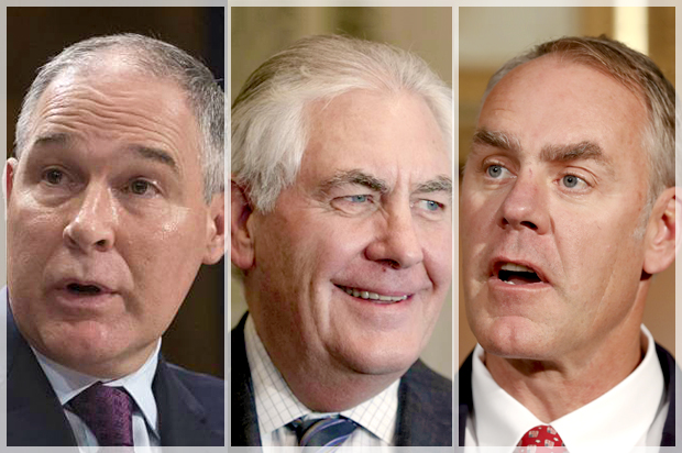 Scott Pruitt; Rex Tillerson; Ryan Zinke (AP/J. Scott Applewhite/Carolyn Kaster)
