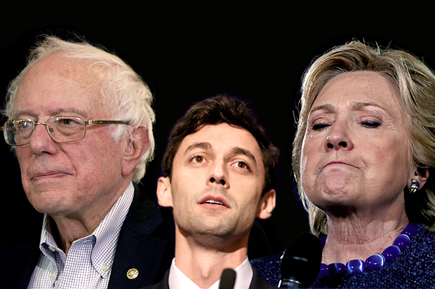 Bernie Sanders; Jon Ossoff; Hillary Clinton (Getty/Alex Wong/Joe Raedle/Justin Sullivan/Salon)